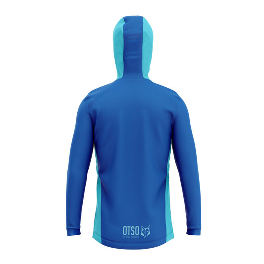 Felpa sportiva unisex con cappuccio - Blu elettrico e azzurro chiaro