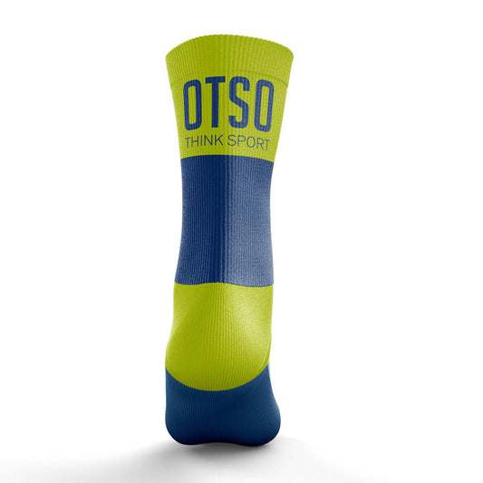 Mid-High Multisport Socks - Electric Blue & Fluorescent Yellow