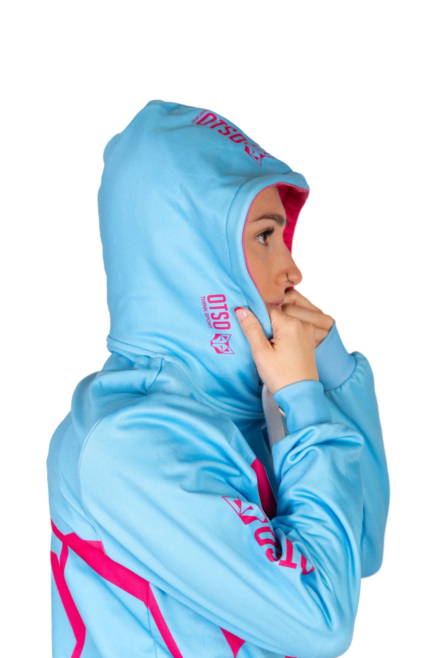 Hooded Sweatshirt - Light Blue & Pink