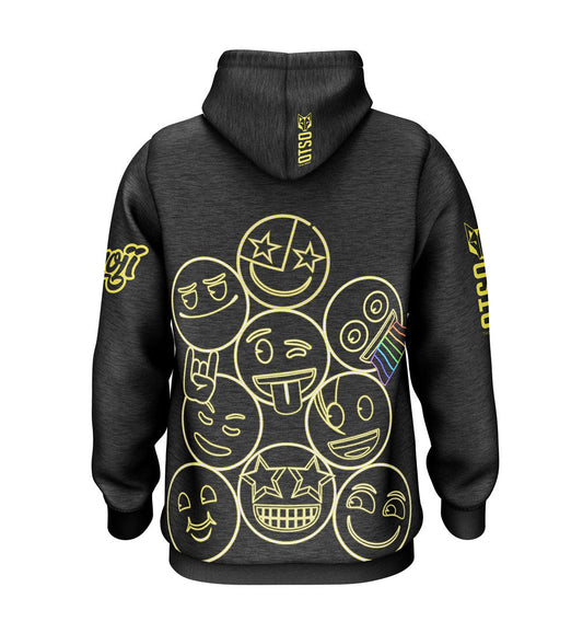 Hooded Sweatshirt - Neon Face Symbols