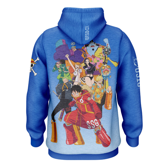 Hooded sweatshirt - One piece Egghead Luffy straw hat crew blue