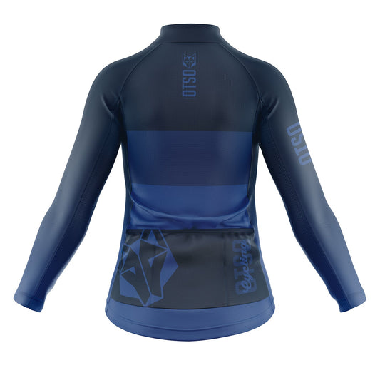Maglia da ciclismo a maniche lunghe invernale Donna - Blu mezzanotte