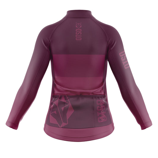 Maglia da ciclismo a maniche lunghe invernale Donna - Borgogna