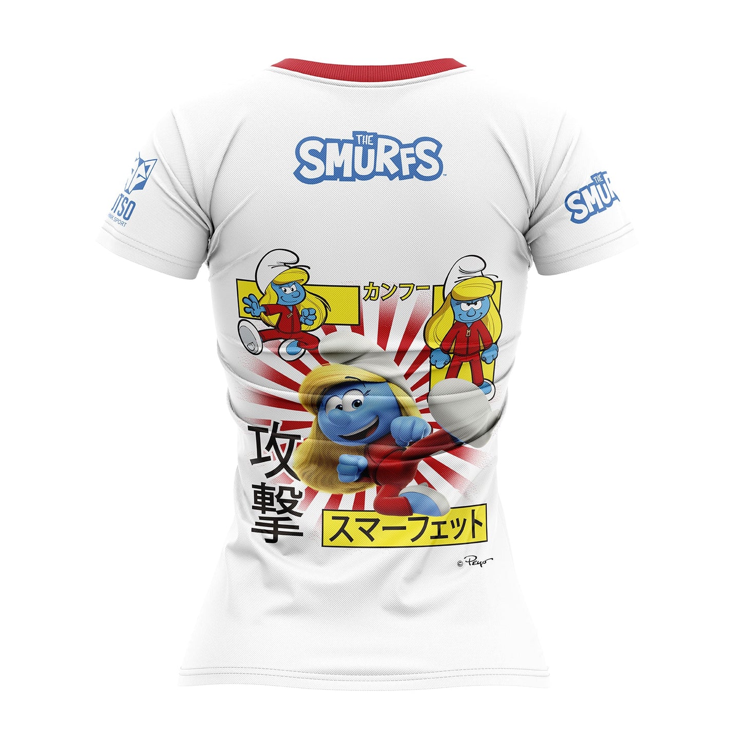 Damen-T-Shirt mit kurzen Ärmeln - Schlümpfe Manga Weiß (Ausverkauf)
