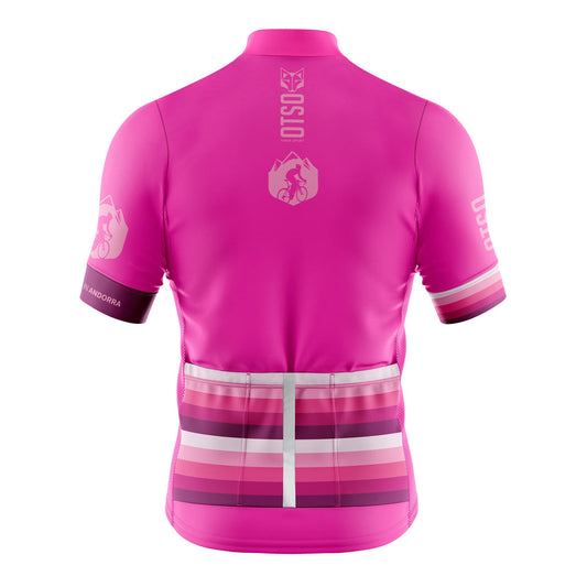 Maglia da ciclismo a manica corta uomo - Righe Fluo Rosa (Outlet)
