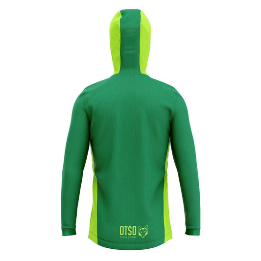 Felpa sportiva unisex con cappuccio - Verde Foresta e Verde Fluo