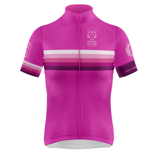 Herren-Radtrikot mit kurzen Ärmeln - Streifen Neonpink (Ausverkauf)