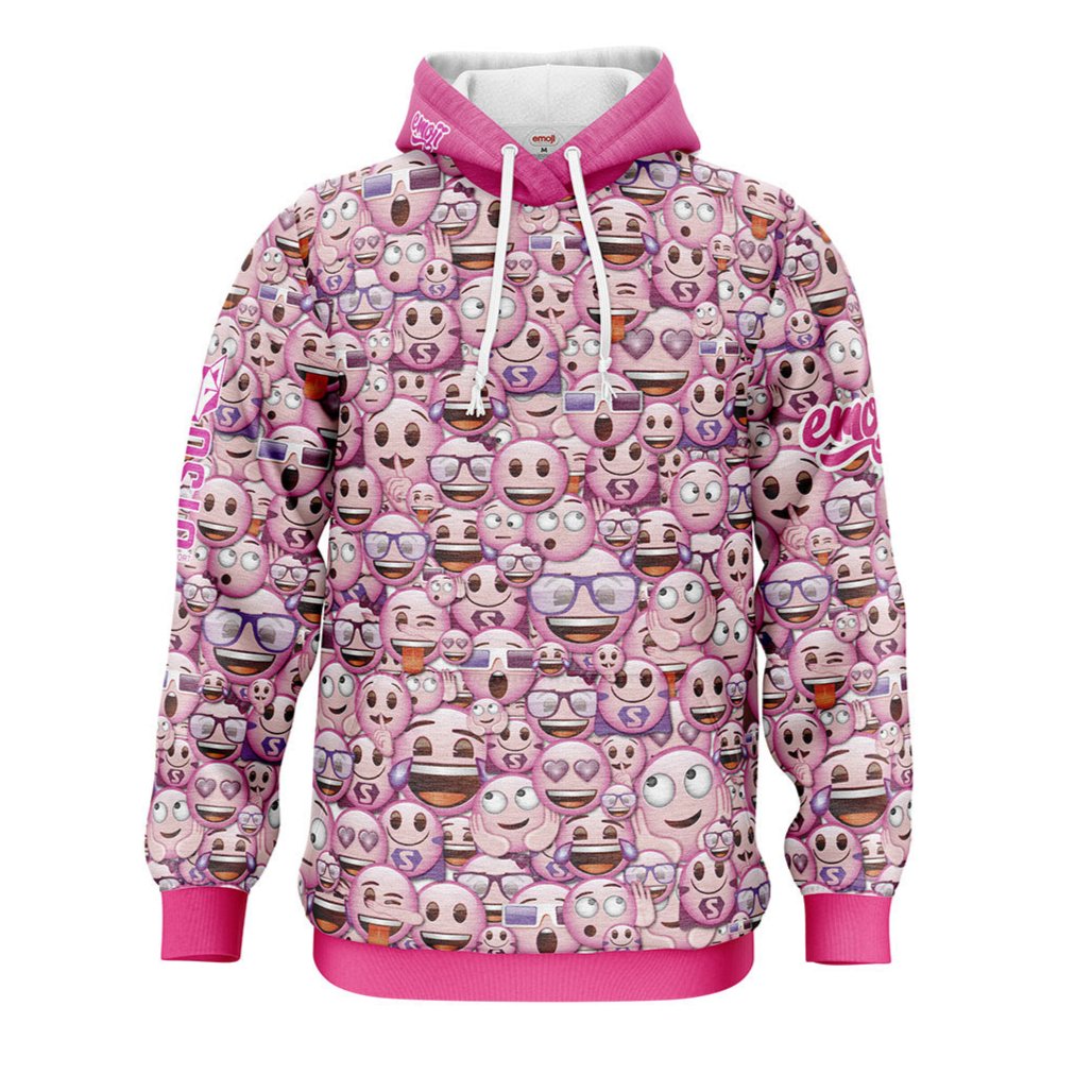 Hooded Sweatshirt - Classic Pink Emoji