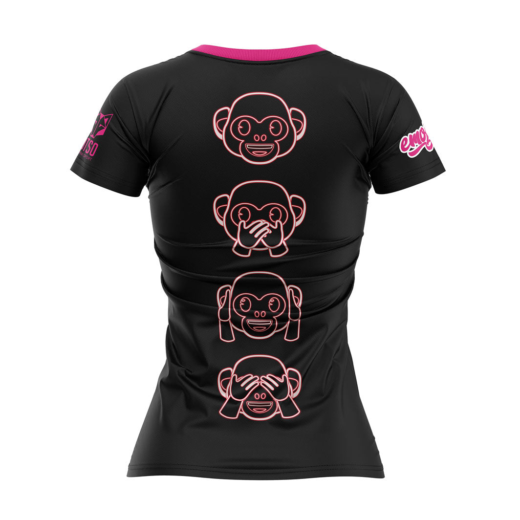 Damen-T-Shirt mit kurzen Ärmeln - Neon-Affen-Emoji