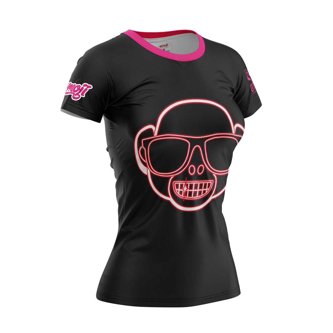 Damen-T-Shirt mit kurzen Ärmeln - Neon-Affen-Emoji