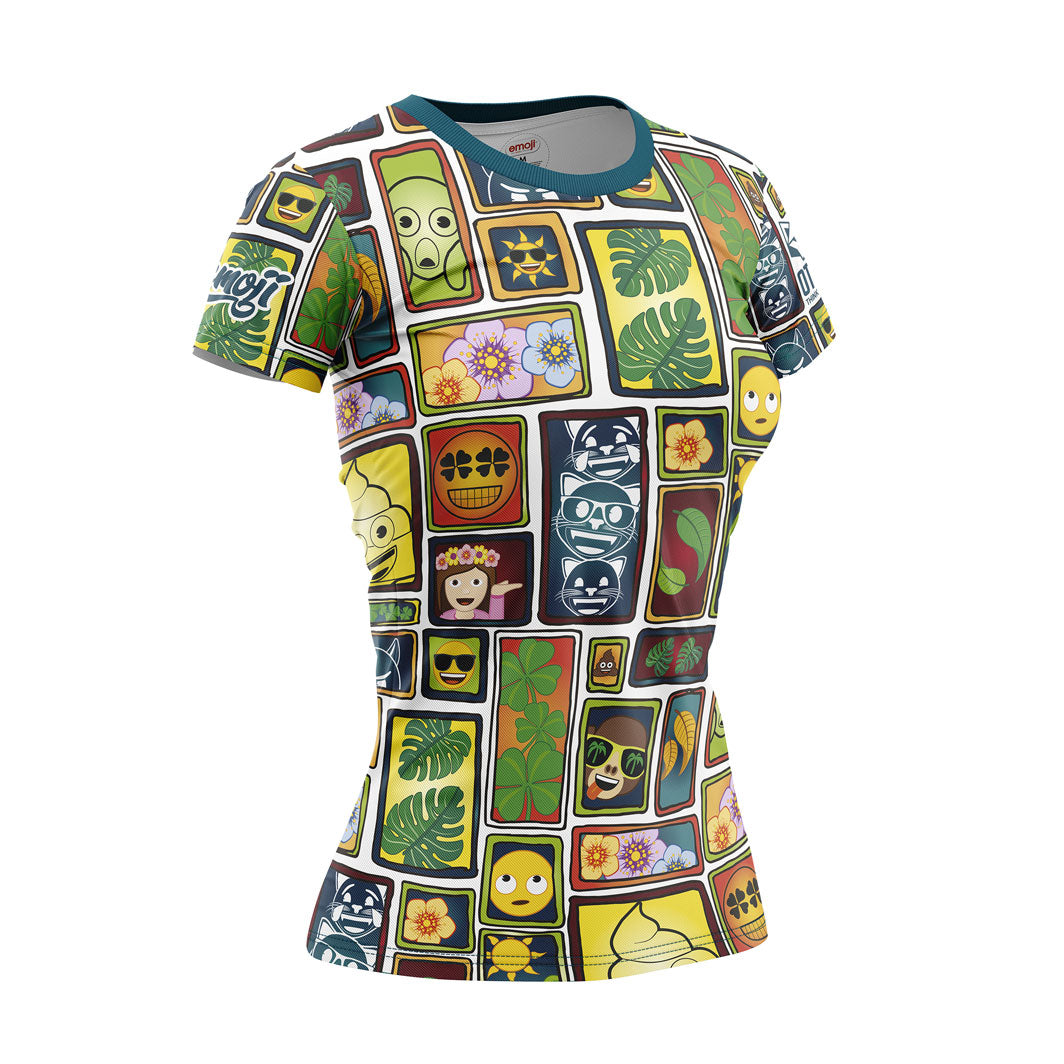 Damen-T-Shirt mit kurzen Ärmeln – Emoji-Porträt