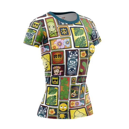 Damen-T-Shirt mit kurzen Ärmeln – Emoji-Porträt