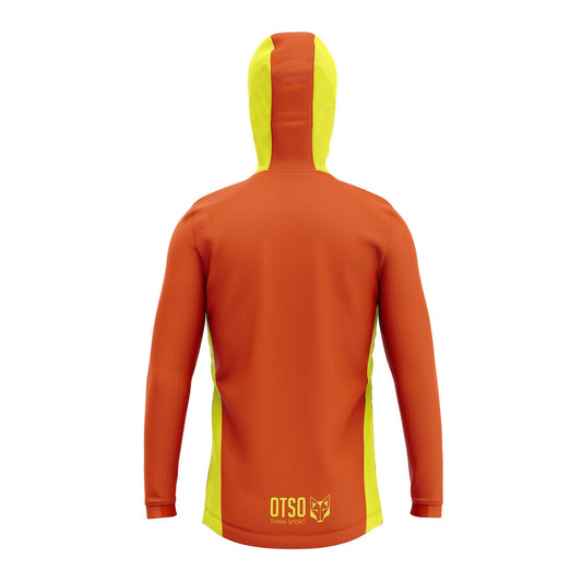 Felpa sportiva unisex con cappuccio - Arancione fluorescente e Giallo fluorescente