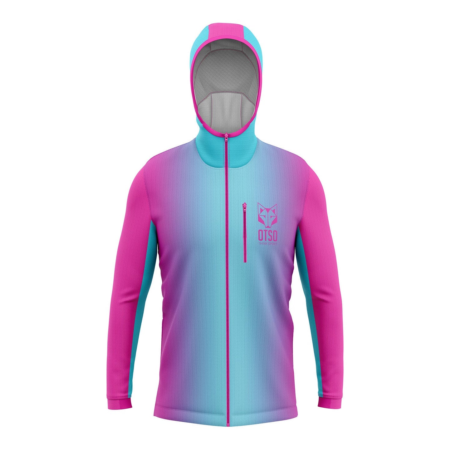 Unisex athletic hooded sweatshirt - Bright Pink & Light Blue