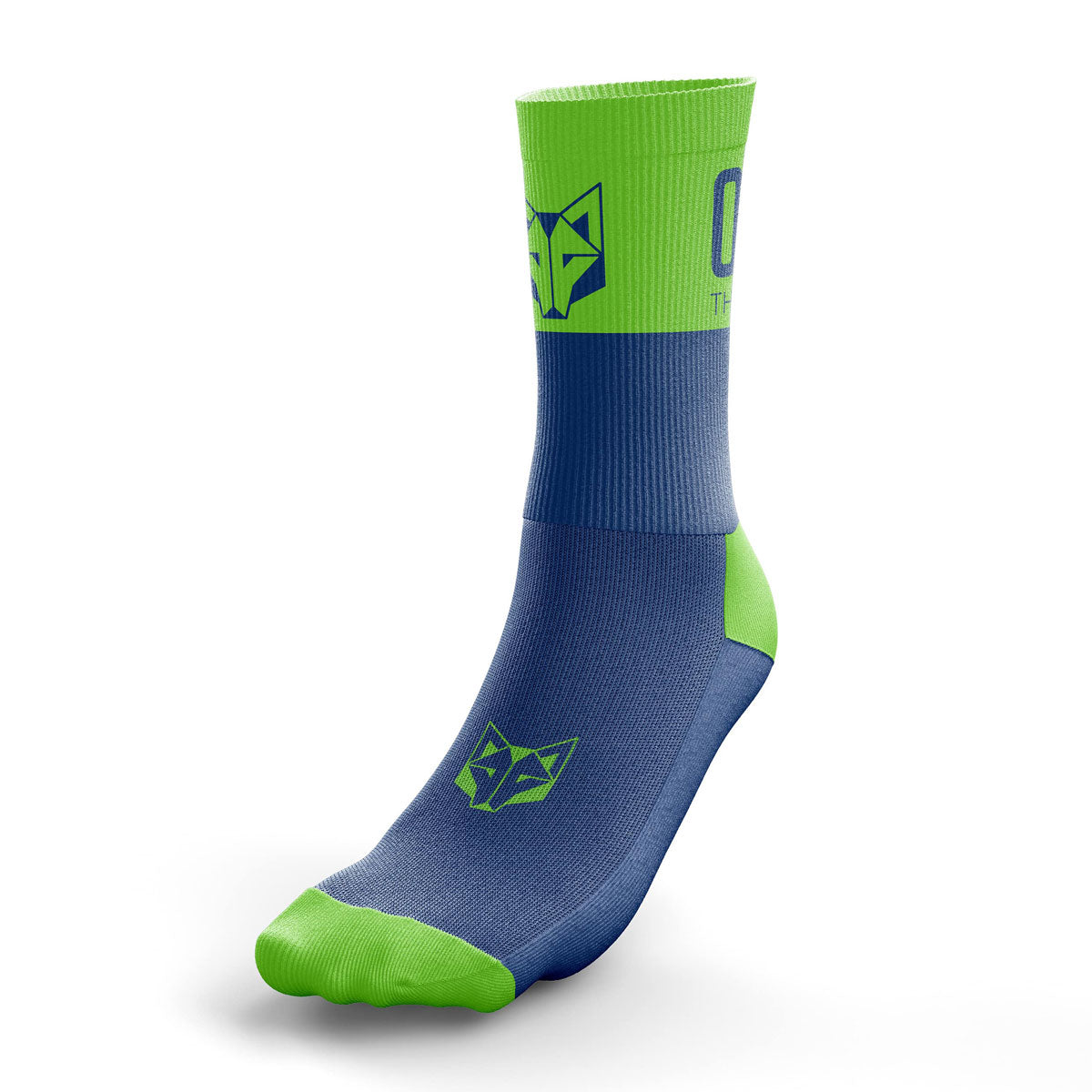 Mid-High Multisport Socks - Electric Blue & Fluorescent Green