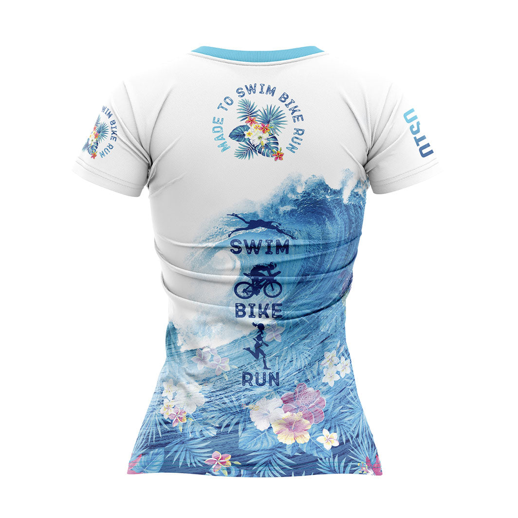 T-shirt Femme manches courtes - Swim Bike Run Wave