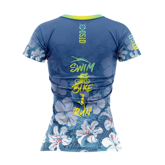 Maglietta donna maniche corte - Nuoto Bici Corsa Fiore