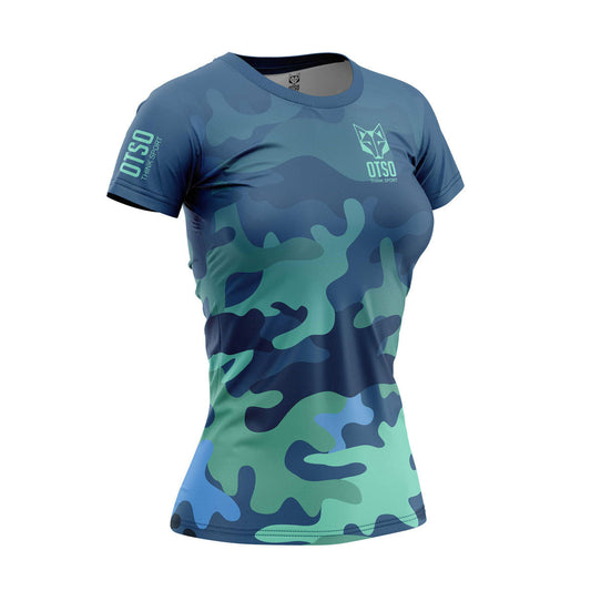 T-shirt Femme manches courtes - Camo Blue