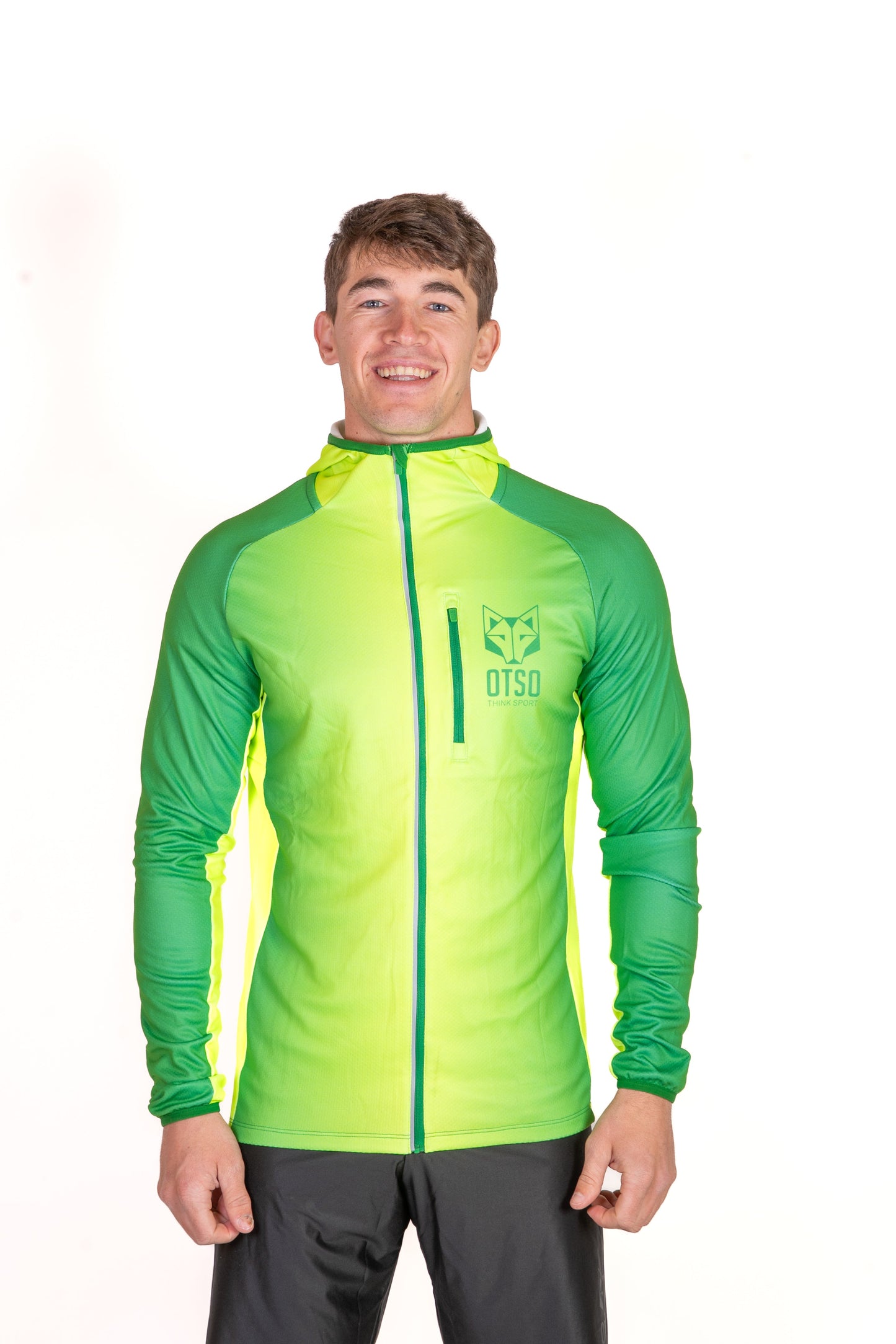 Unisex athletic hooded sweatshirt - Forest Green & Bright Green