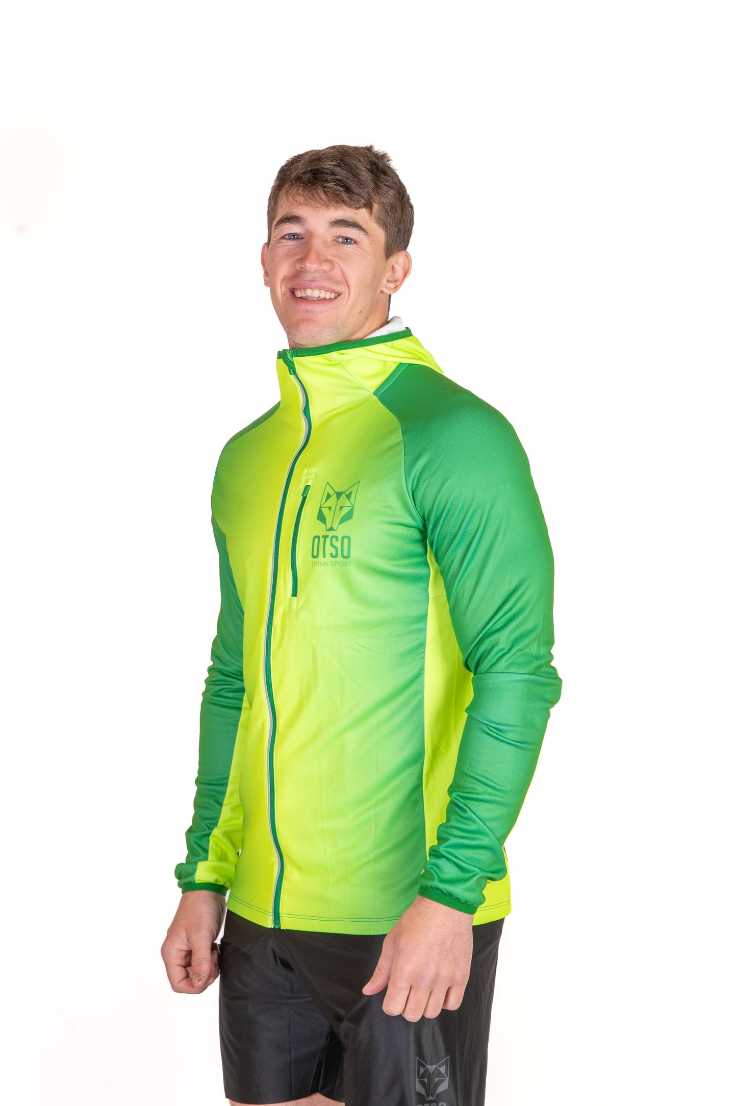 Unisex athletic hooded sweatshirt - Forest Green & Bright Green