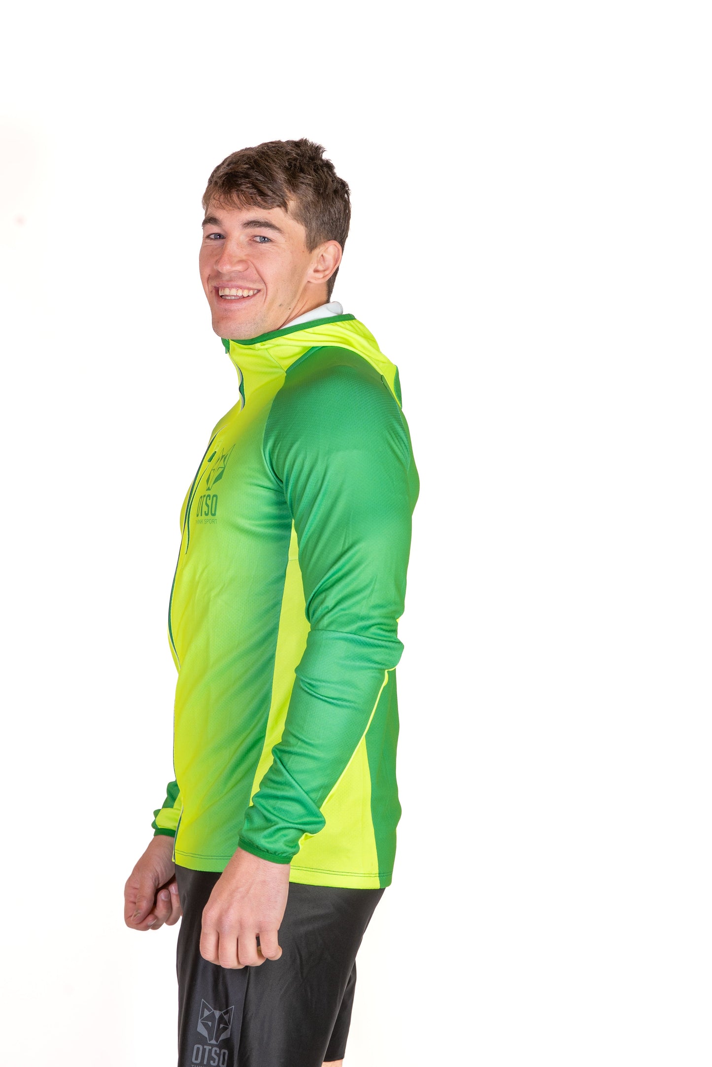 Unisex athletic hooded sweatshirt - Forest Green & Bright Green