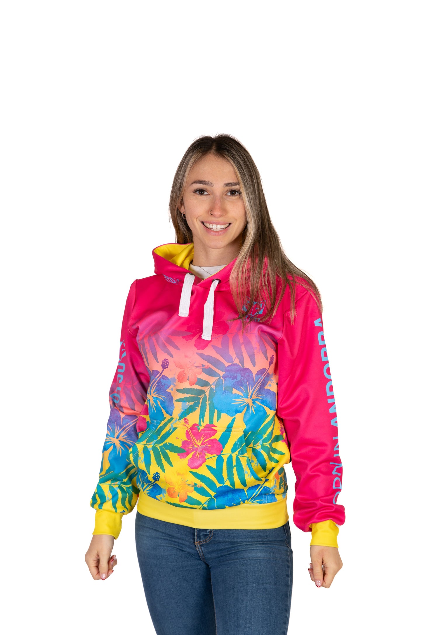Kapuzenshirt - Blumenmuster Rosa