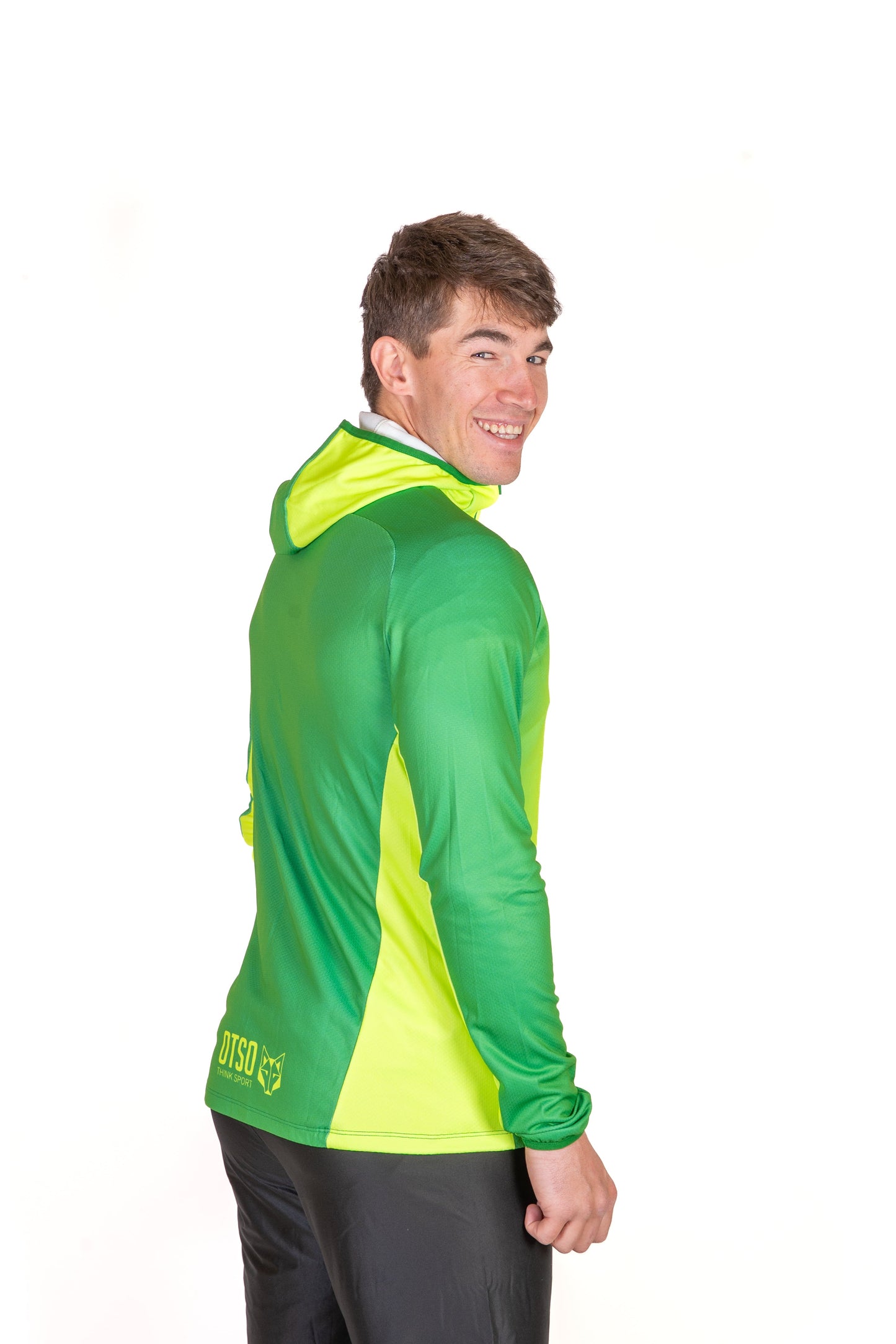 Unisex athletic hooded sweatshirt - Forest Green & Bright Green