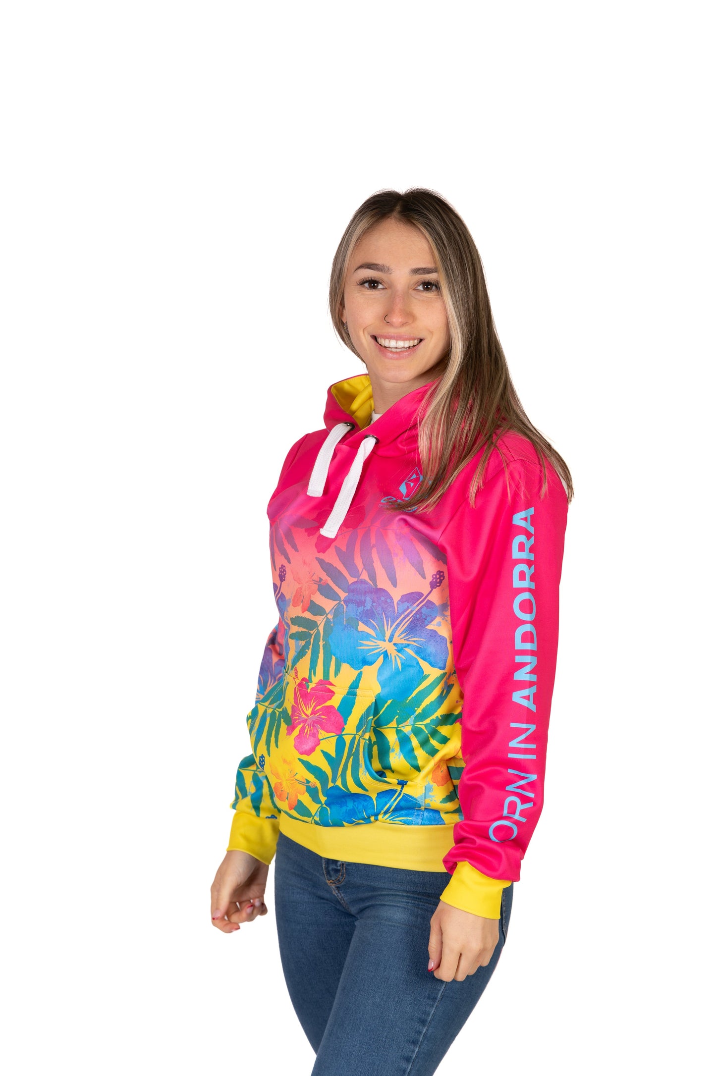 Kapuzenshirt - Blumenmuster Rosa