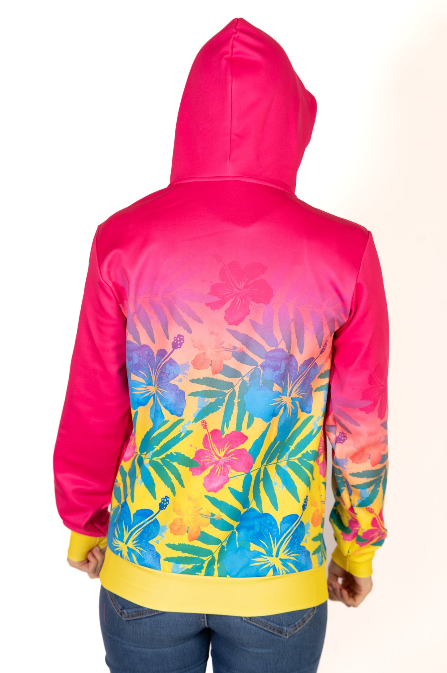 Kapuzenshirt - Blumenmuster Rosa