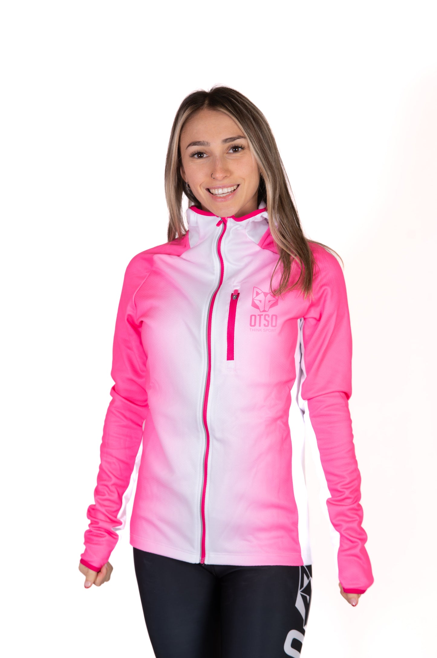 Unisex athletic hooded sweatshirt - Bright Pink & White