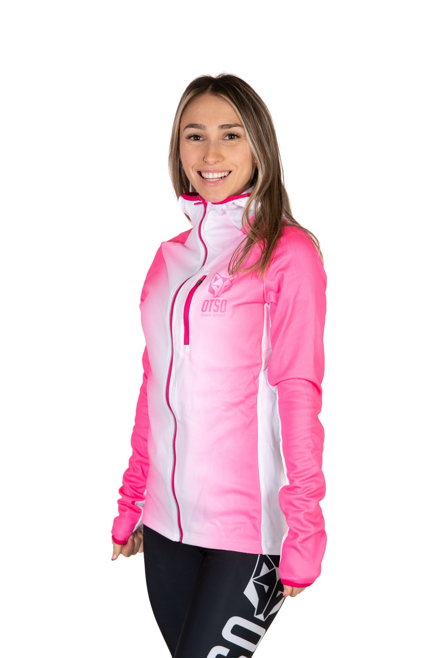 Unisex athletic hooded sweatshirt - Bright Pink & White