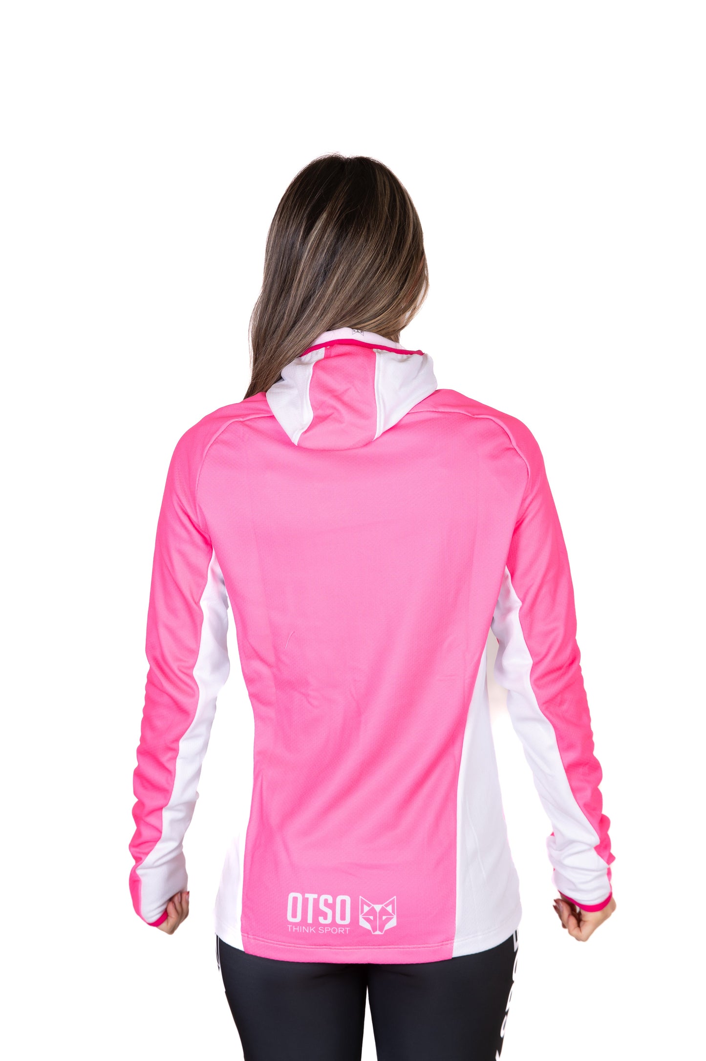 Unisex athletic hooded sweatshirt - Bright Pink & White