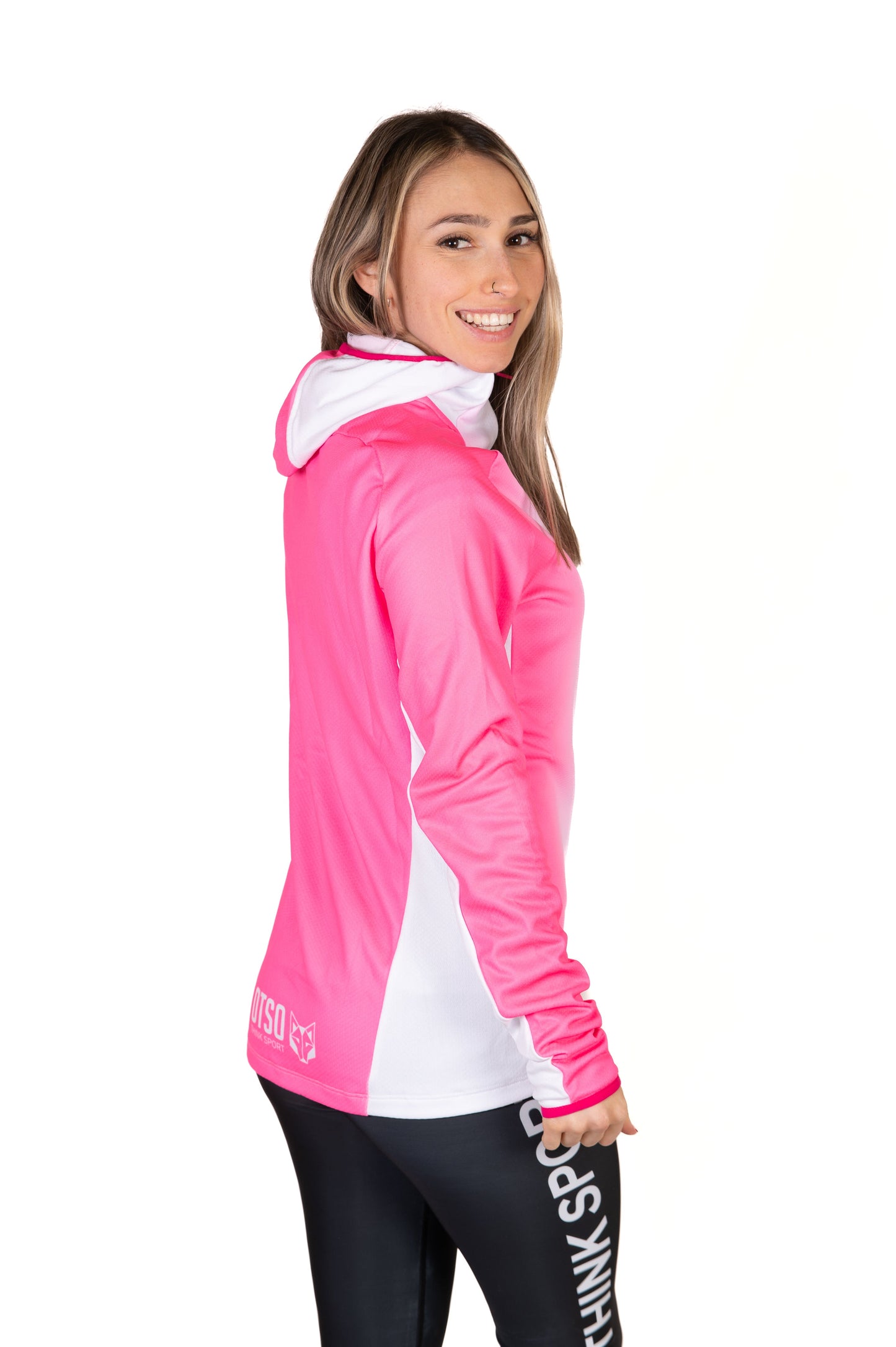 Unisex athletic hooded sweatshirt - Bright Pink & White