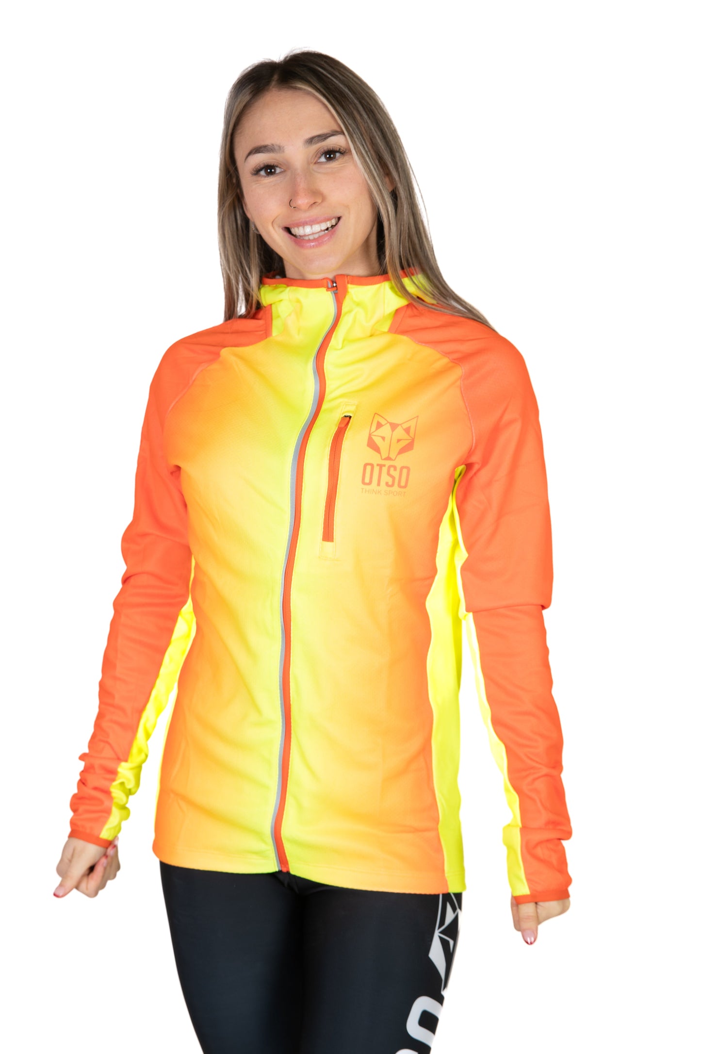 Unisex sport hoodie - Fluo Orange & Fluo Yellow
