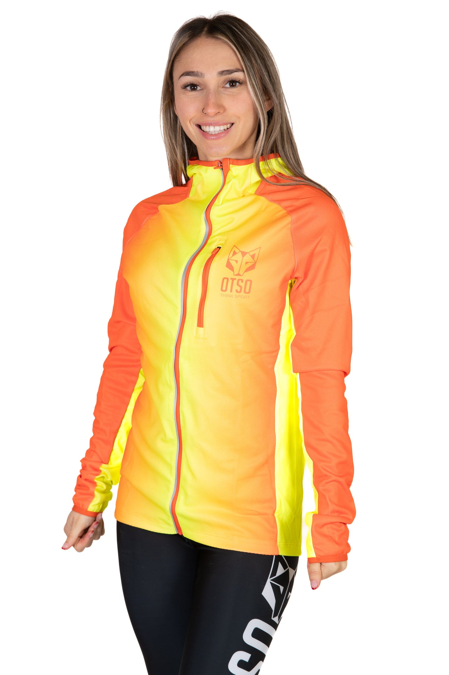 Unisex sport hoodie - Fluo Orange & Fluo Yellow