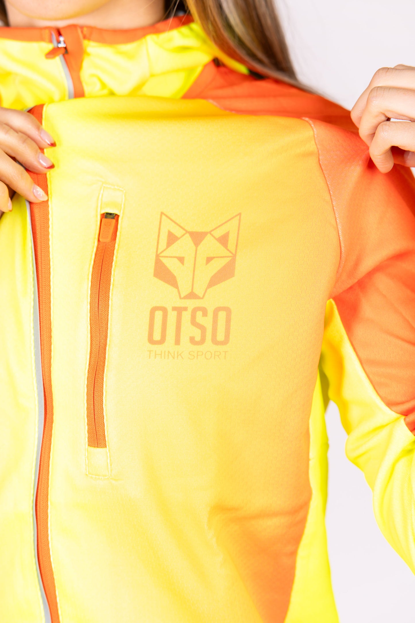 Unisex sport hoodie - Fluo Orange & Fluo Yellow