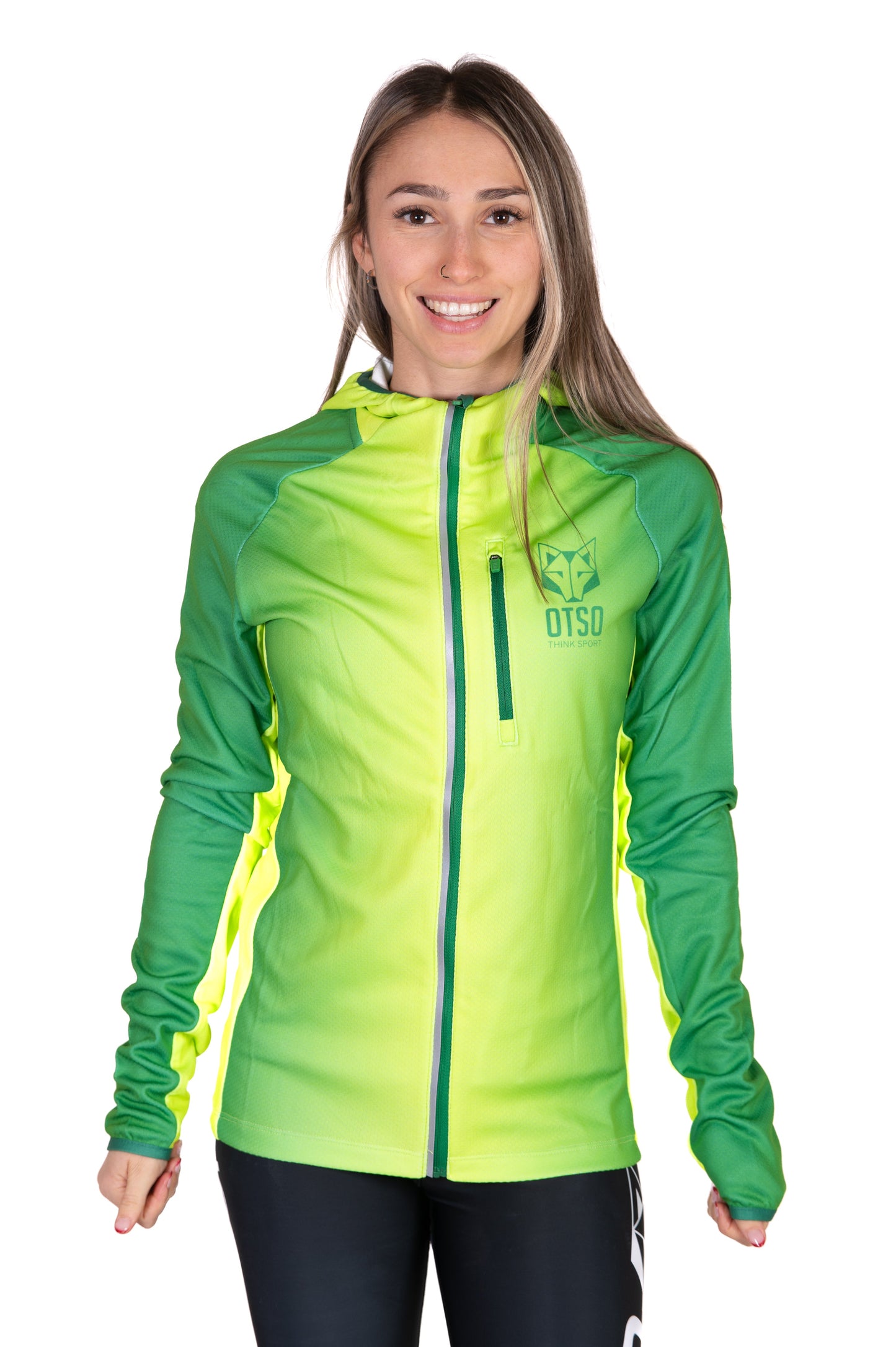 Unisex athletic hooded sweatshirt - Forest Green & Bright Green
