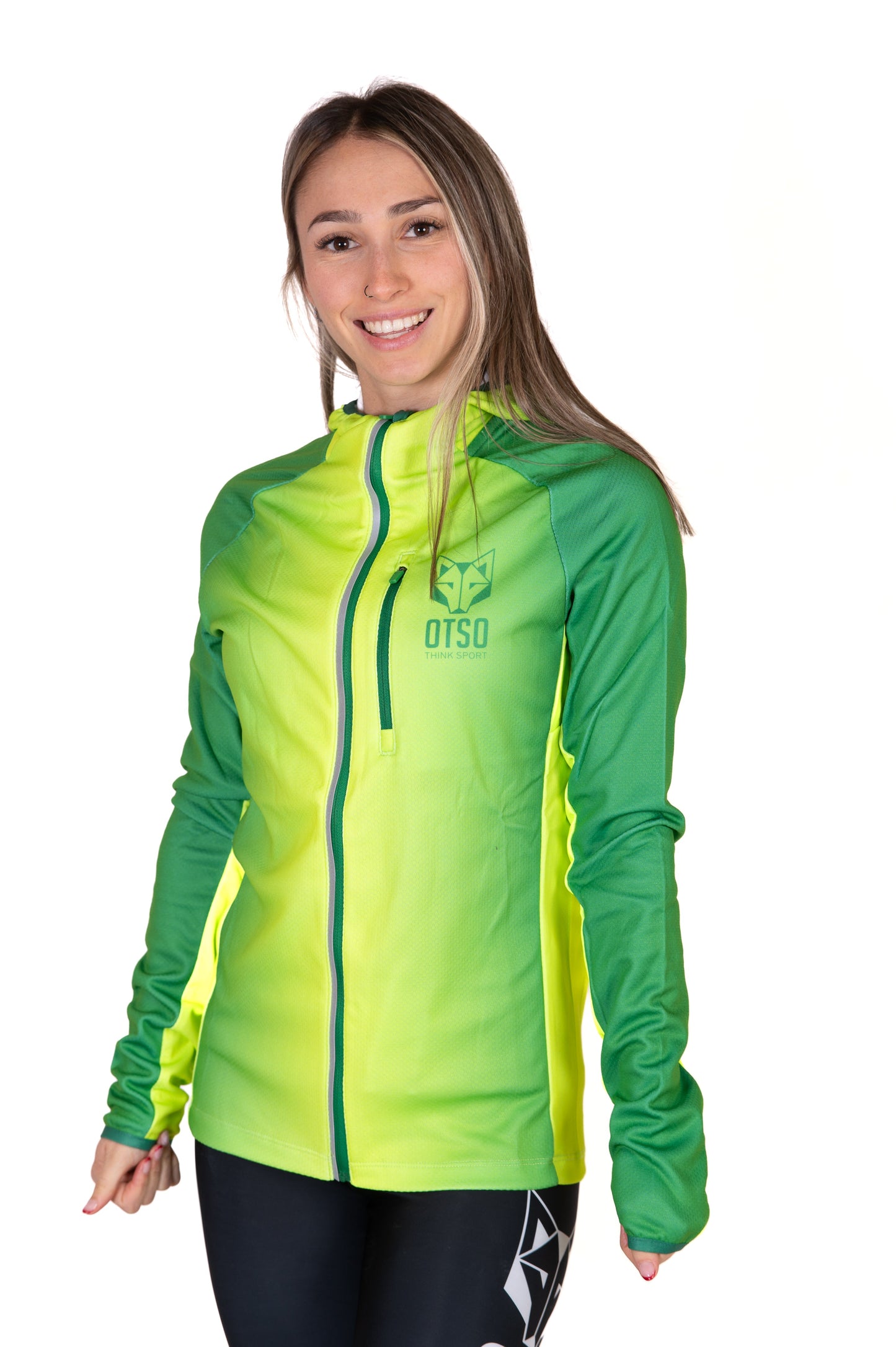Unisex athletic hooded sweatshirt - Forest Green & Bright Green