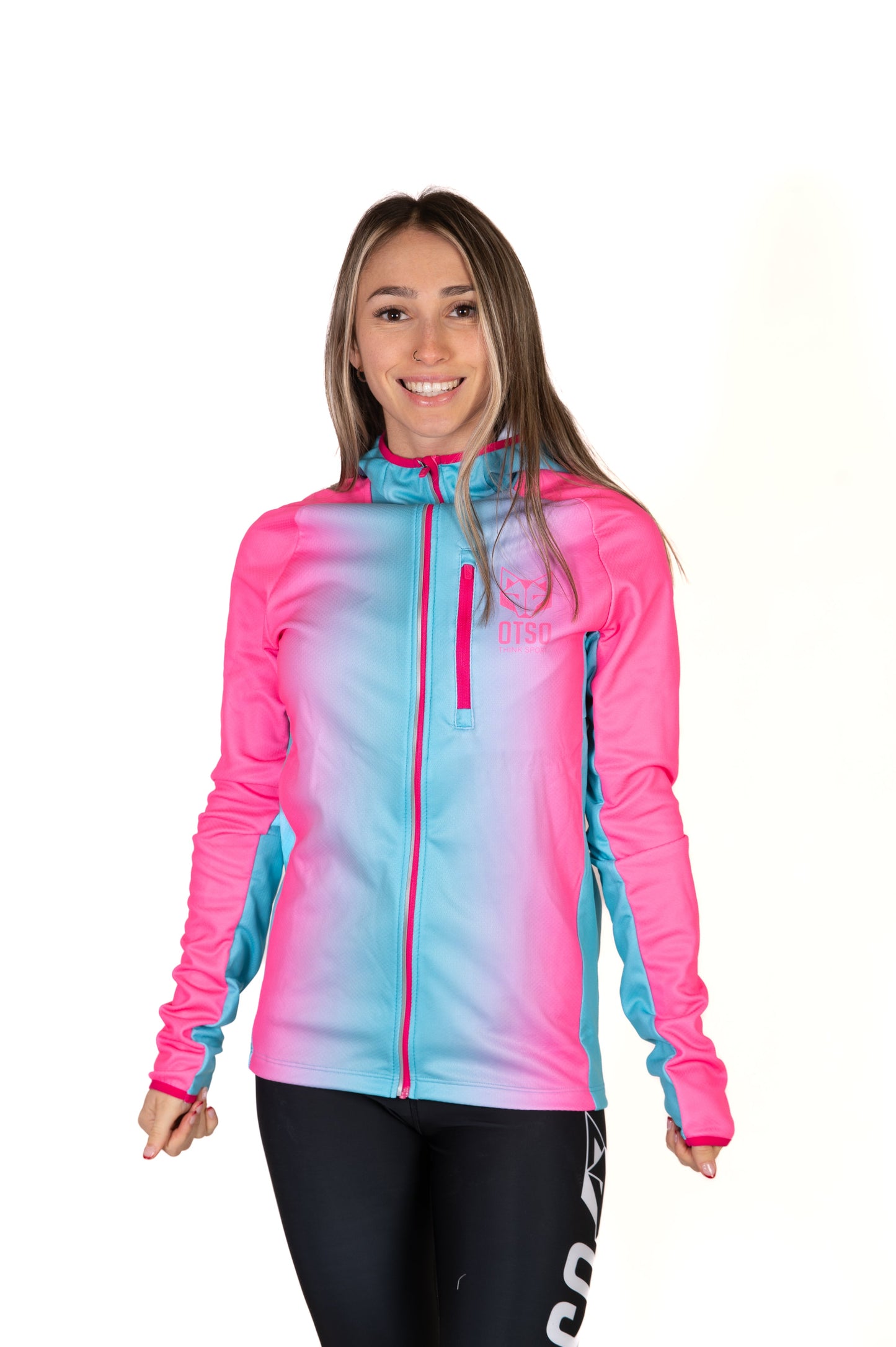 Unisex sport hoodie - Fluo Pink & Light Blue