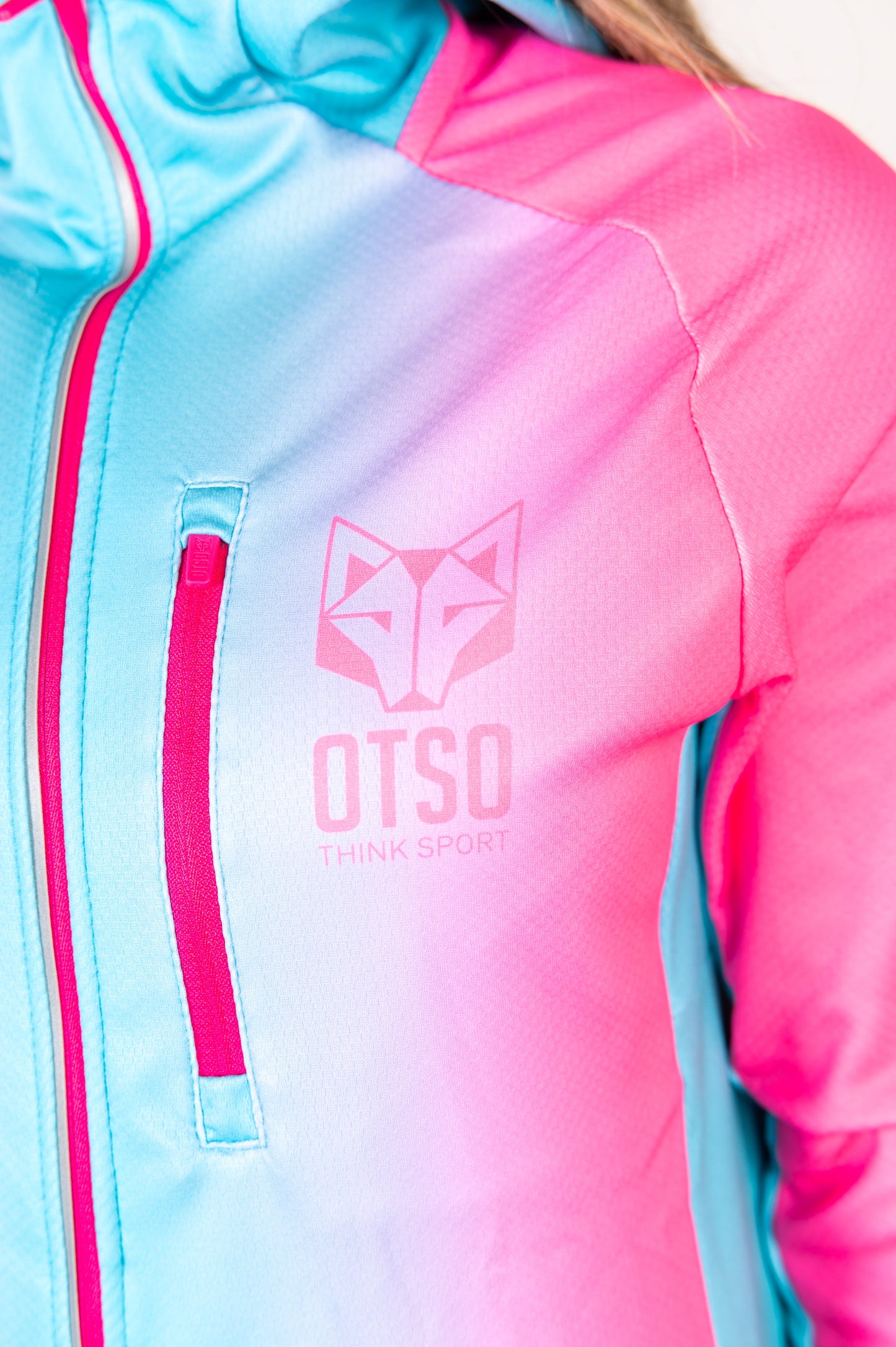 Unisex sport hoodie - Fluo Pink & Light Blue