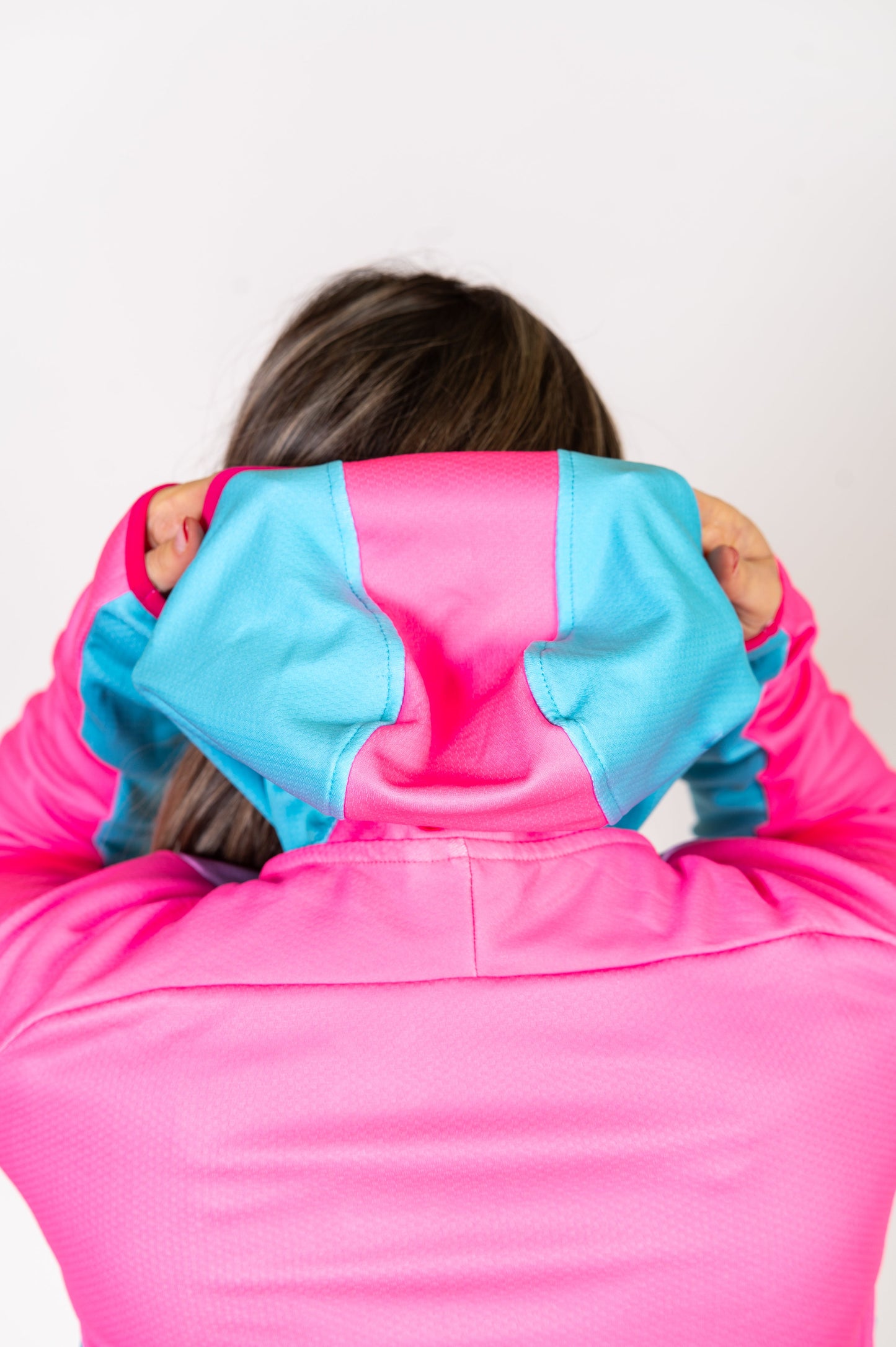 Unisex sport hoodie - Fluo Pink & Light Blue