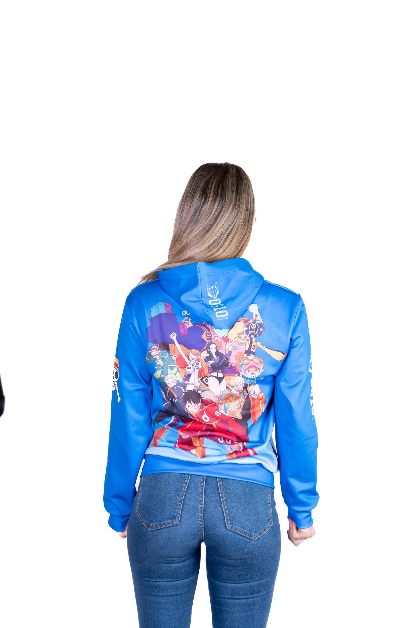 Sweatshirt mit Kapuze - Einteiler Eierkopf Luffy Strohhut Mannschaft Blau