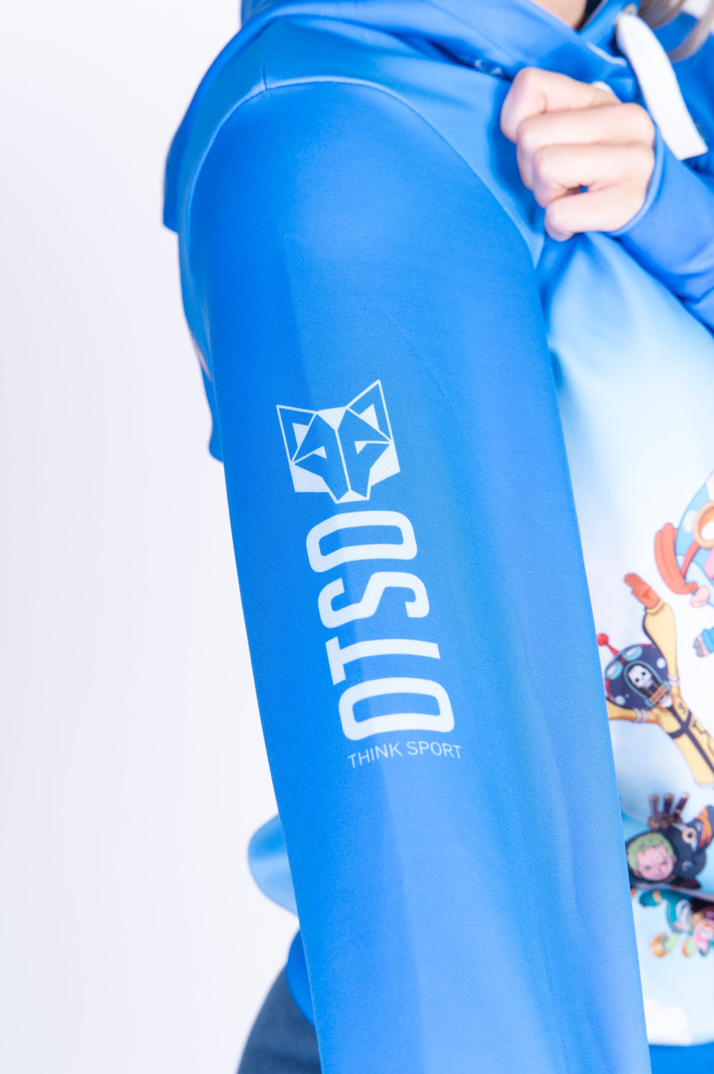 Sweatshirt mit Kapuze - Einteiler Eierkopf Luffy Strohhut Mannschaft Blau