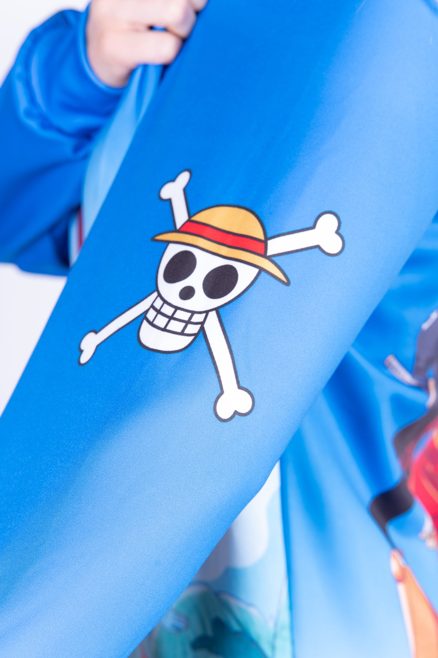 Sweatshirt mit Kapuze - Einteiler Eierkopf Luffy Strohhut Mannschaft Blau