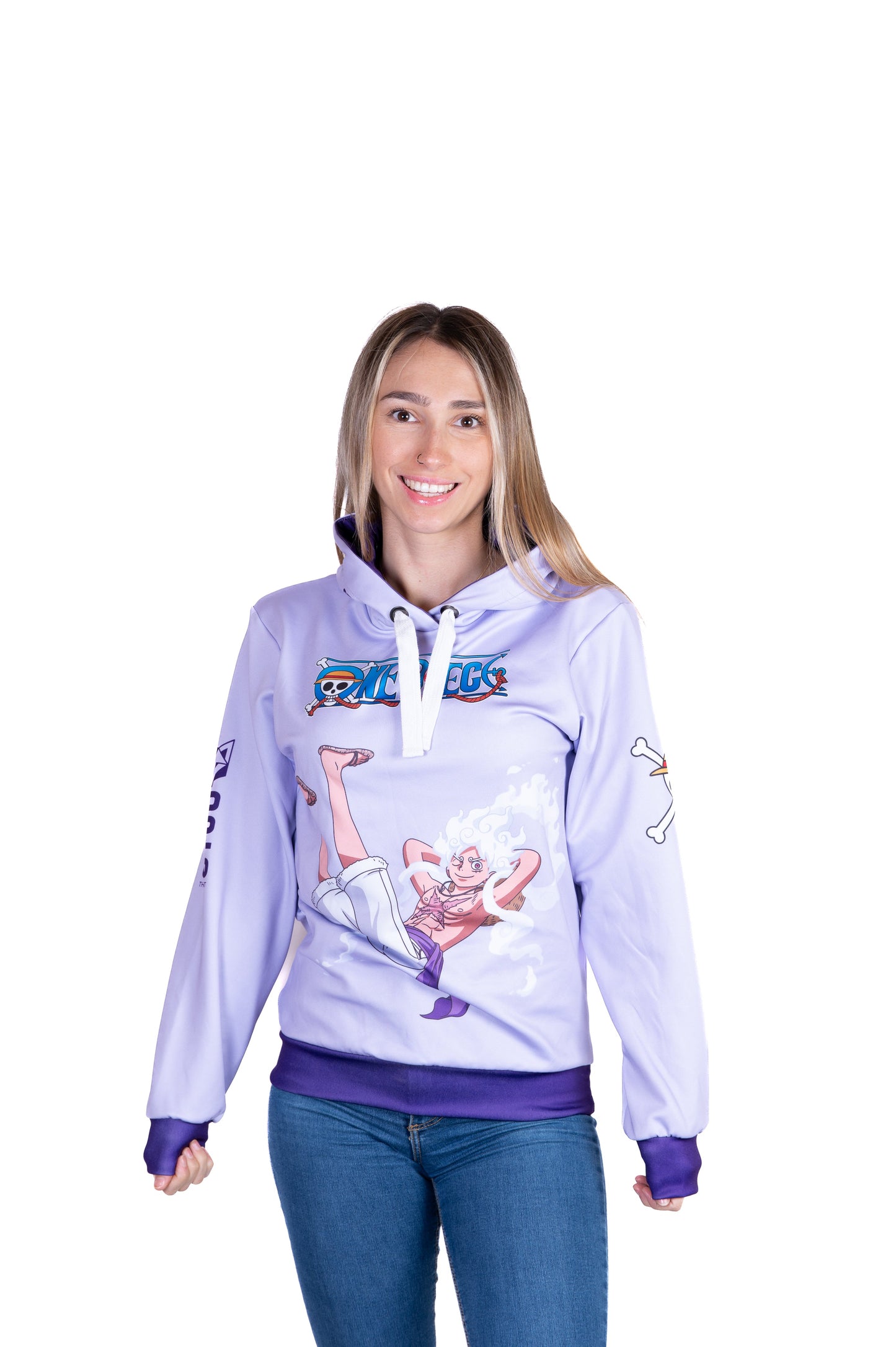 Felpa con cappuccio - One piece cappello di paglia Luffy gear5 viola