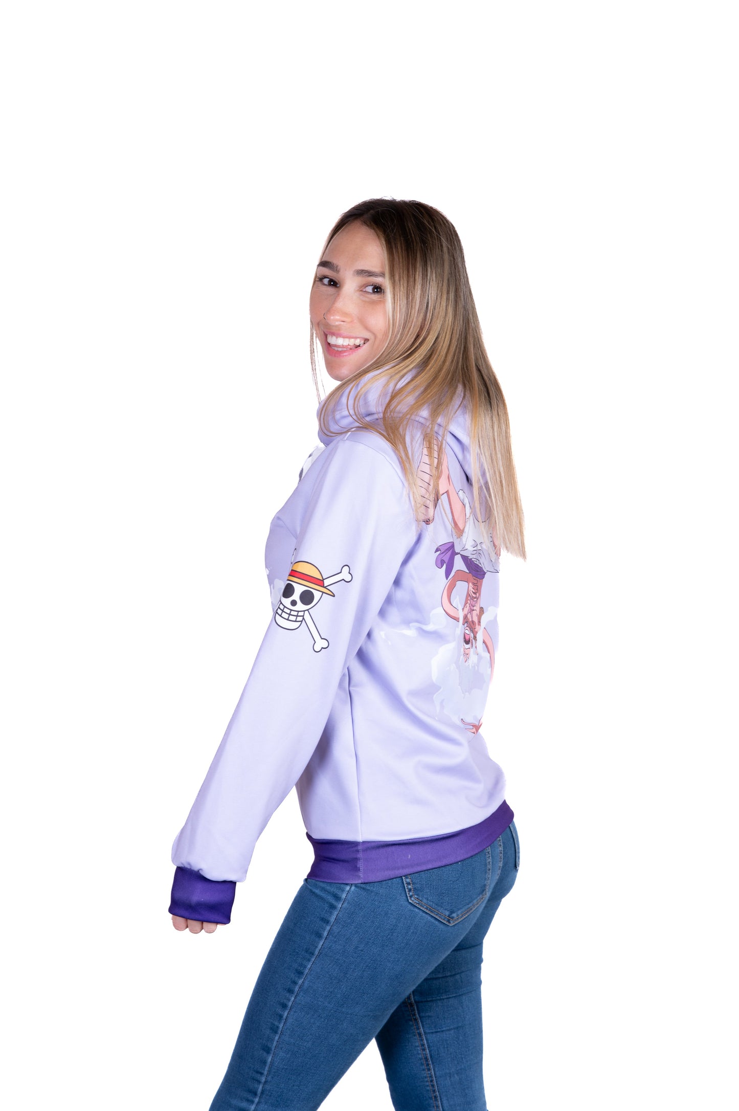 Felpa con cappuccio - One piece cappello di paglia Luffy gear5 viola