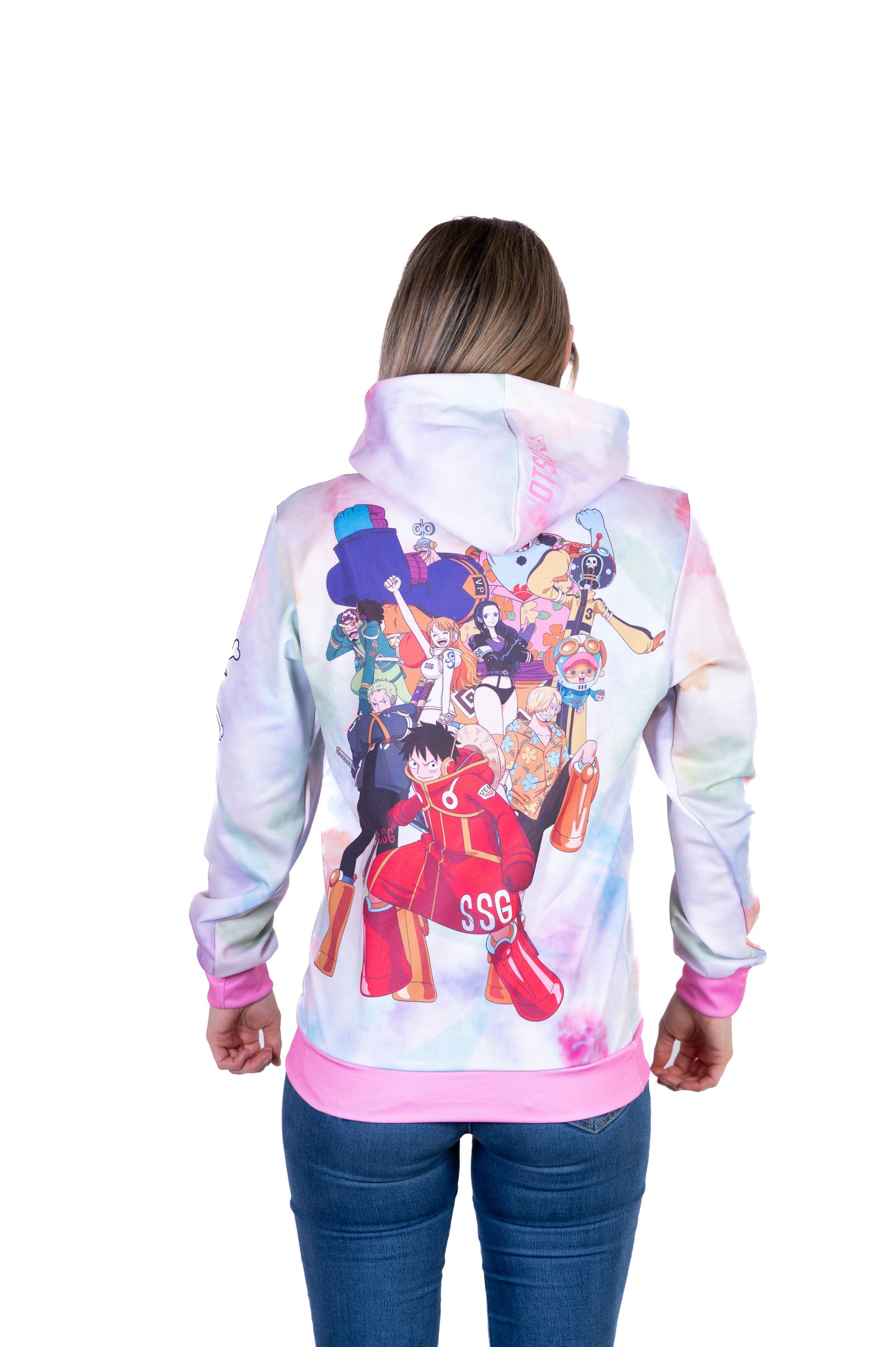 Felpa con cappuccio - One piece cappello di paglia Luffy e la ciurma rosa