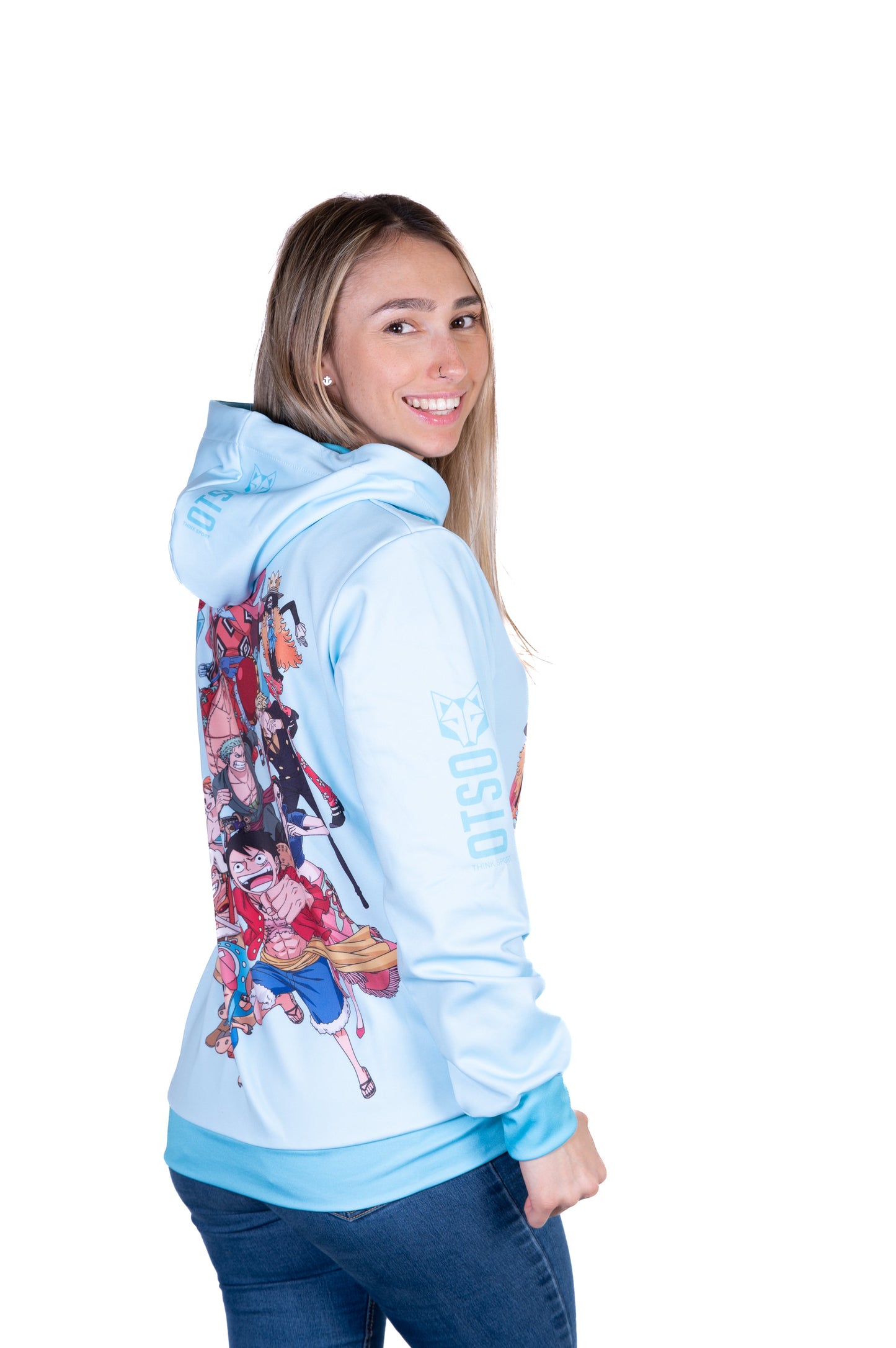 Hooded sweatshirt - One-piece fisherman's straw hat crew turquoise