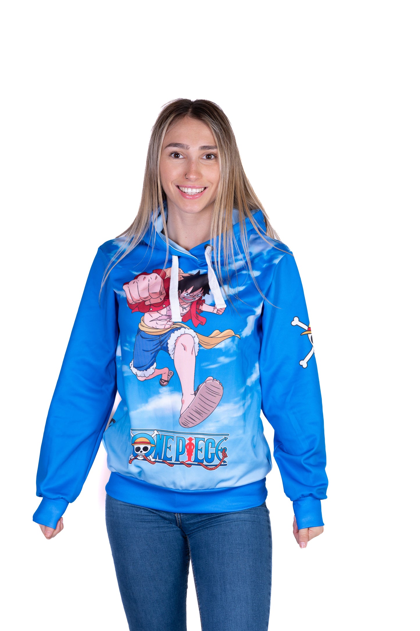 Hooded sweatshirt - One-piece Fishman Luffy and the crew blue