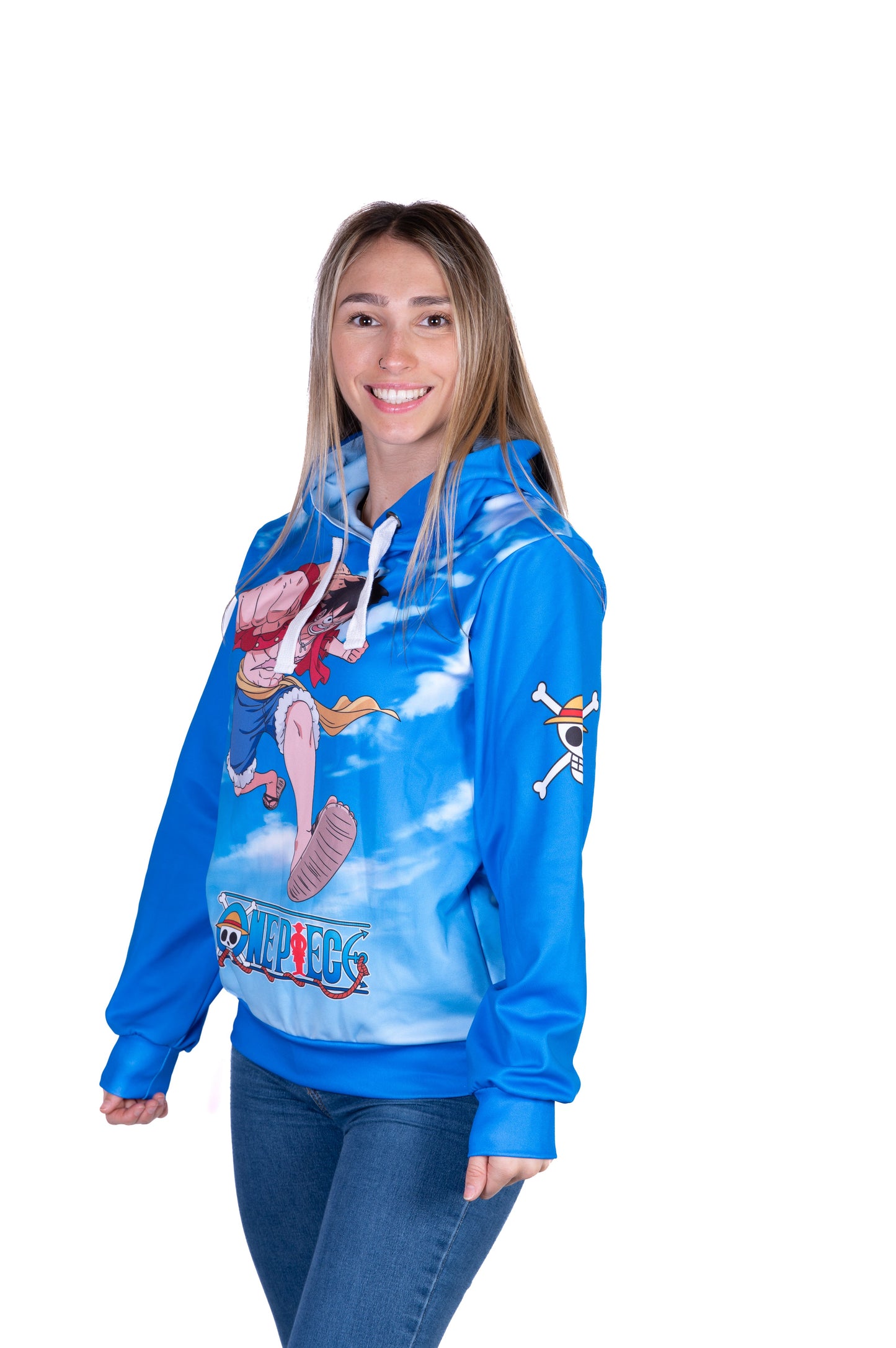 Hooded sweatshirt - One-piece Fishman Luffy and the crew blue